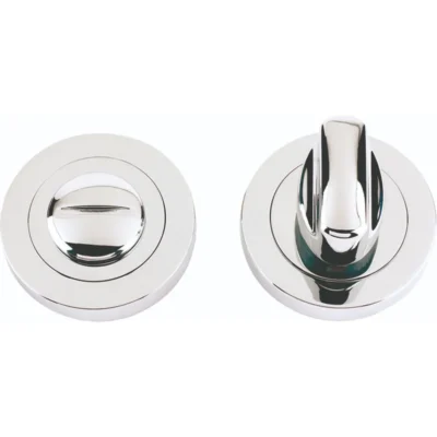 Round polished chrome thumbturn and emergency release set for internal bathroom or WC doors